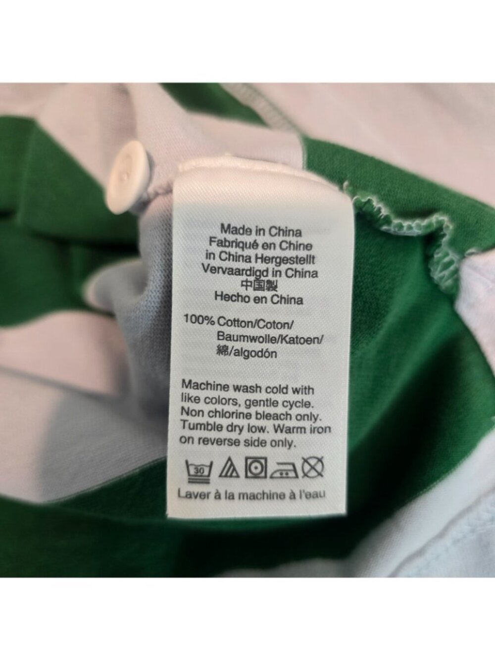 J Crew Always Polo Shirt Women Small Green Blue Rugby Striped Long Sleeve Preppy - Picture 6 of 8